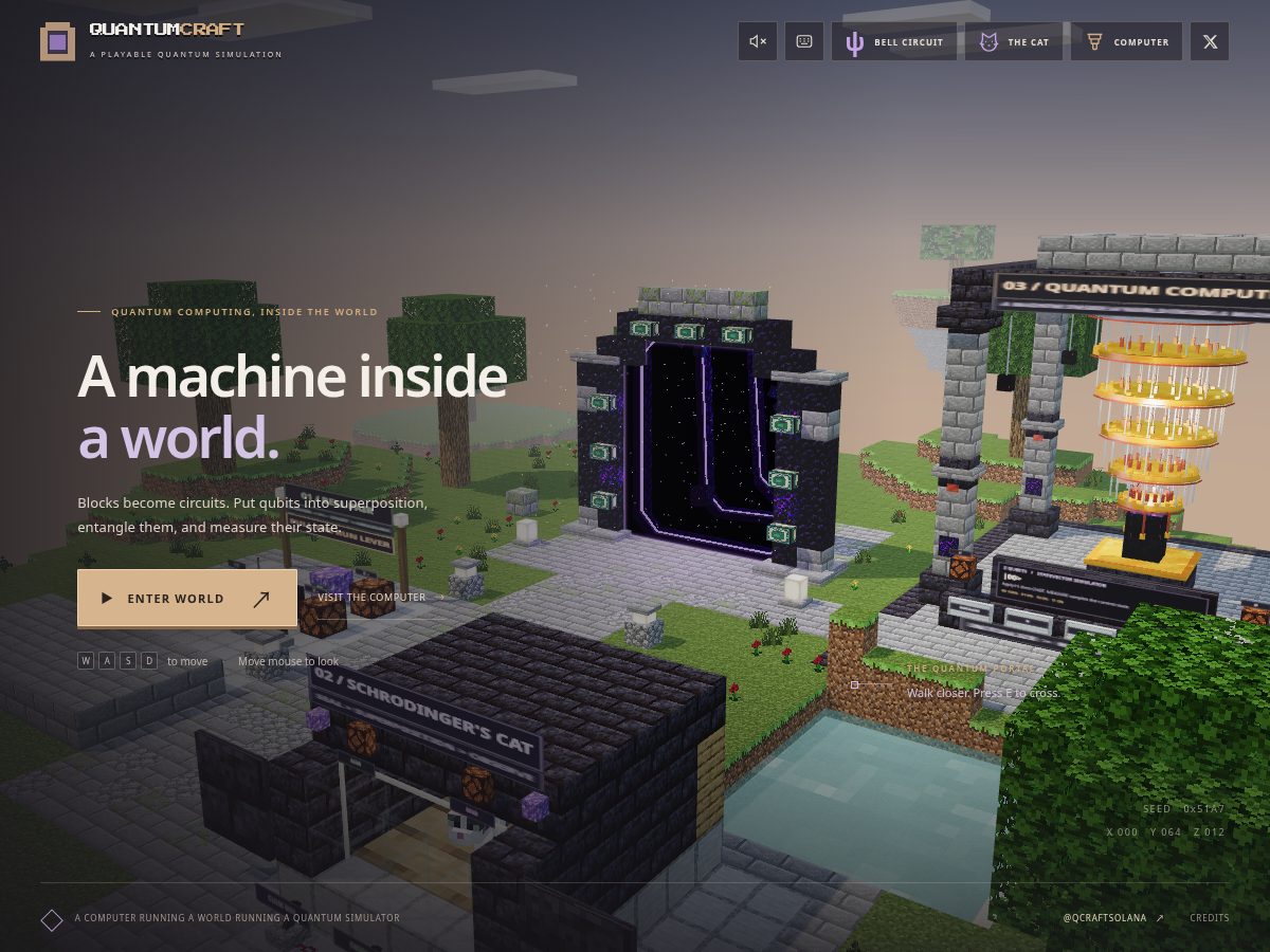 Landing-page snapshot of quantumcraft.fun