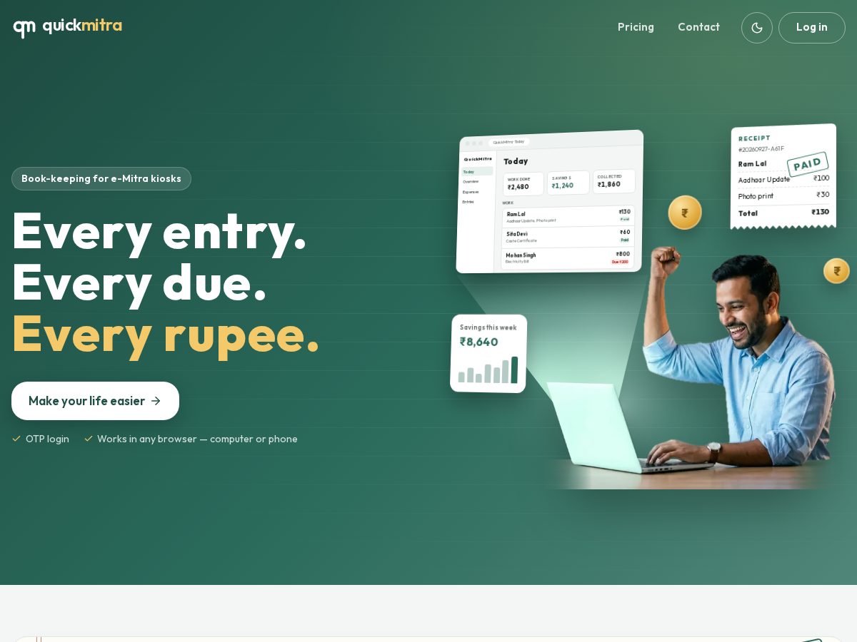 Landing-page snapshot of quickmitra.com