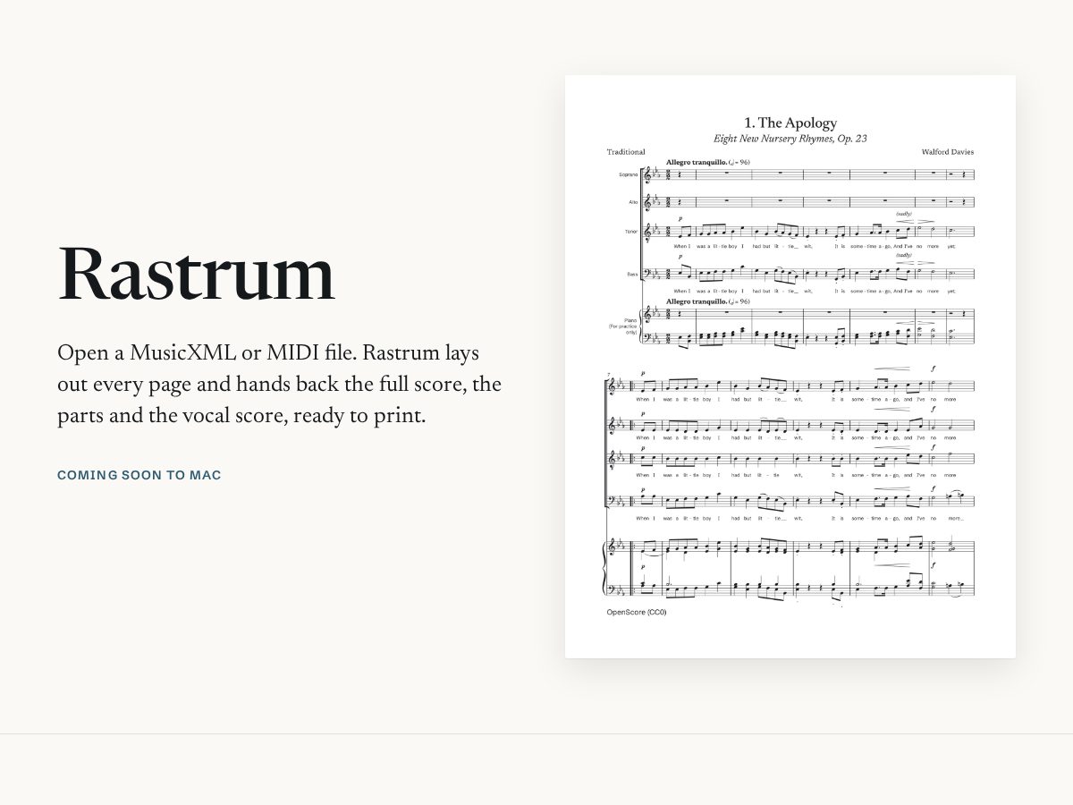 Landing-page snapshot of rastrummusic.com