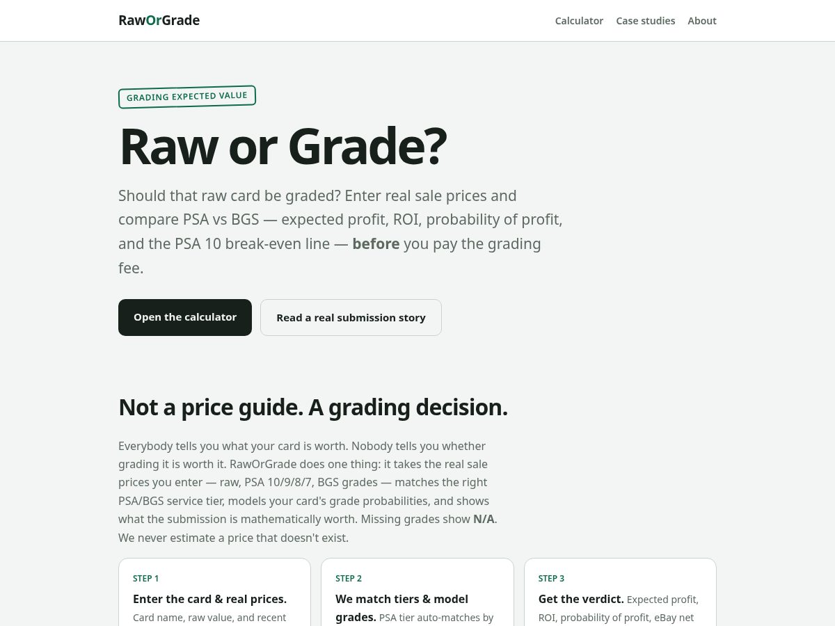 Landing-page snapshot of raworgrade.com