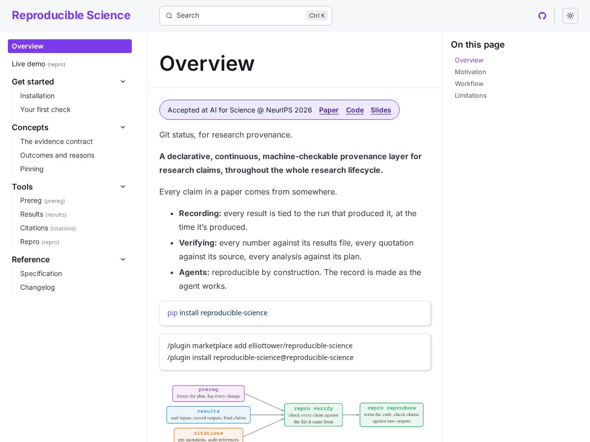 Landing-page snapshot of reproducible.science