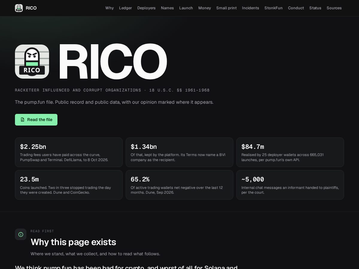 Landing-page snapshot of ricopump.com