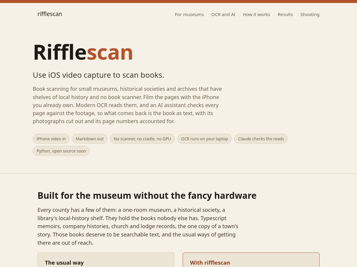 Landing-page snapshot of rifflescan.com