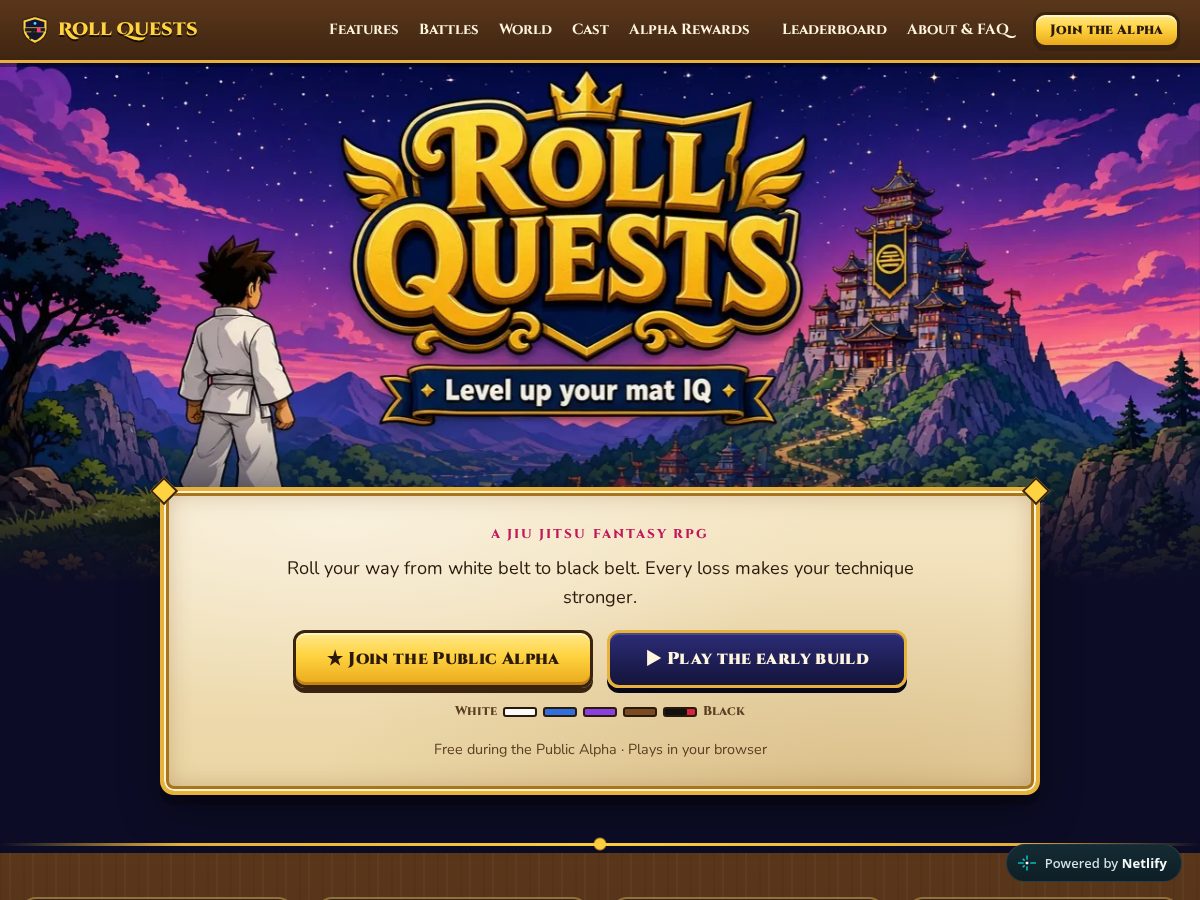 Landing-page snapshot of rollquests.com