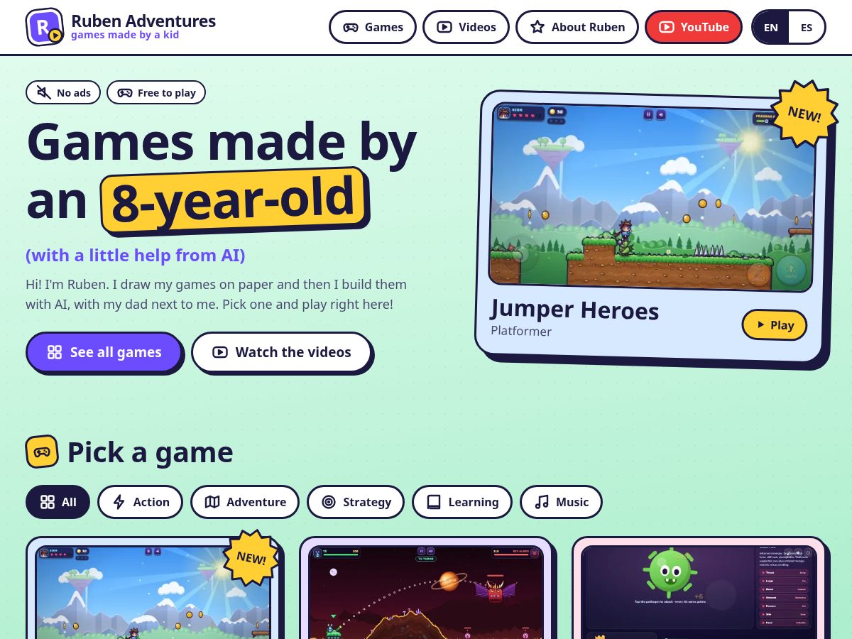 Landing-page snapshot of rubenadventures.com