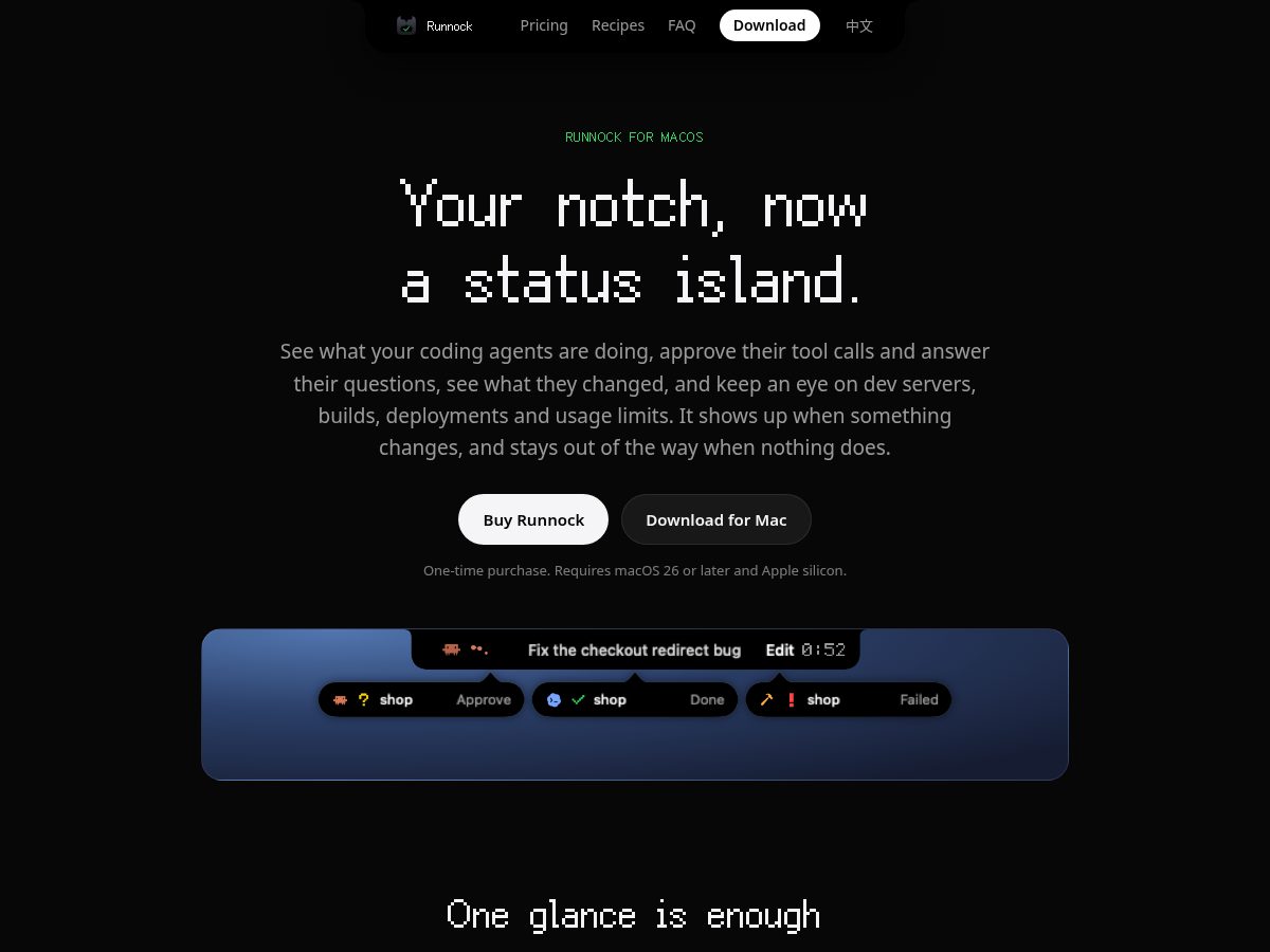 Landing-page snapshot of runnock.com