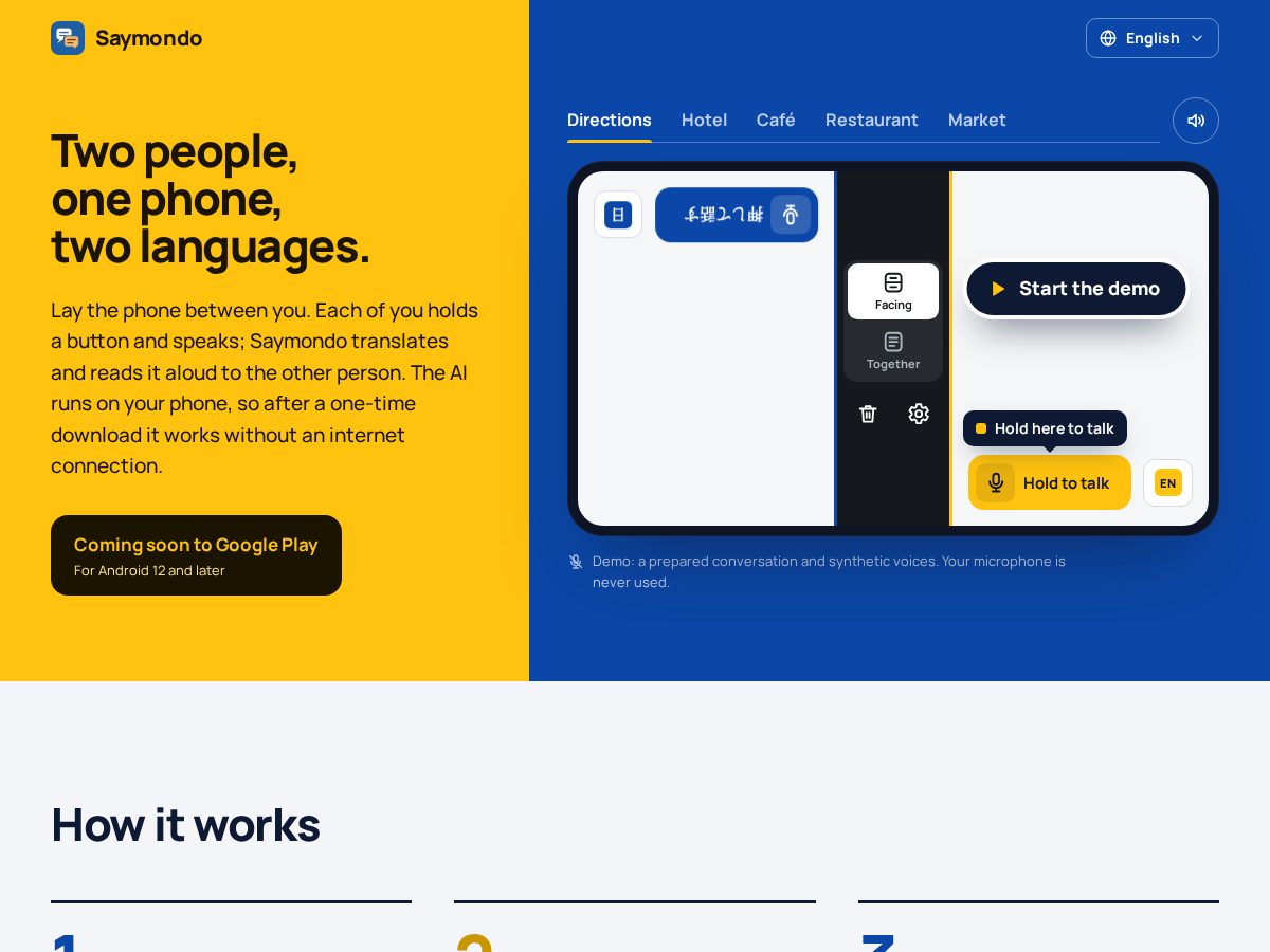 Landing-page snapshot of saymondo.com