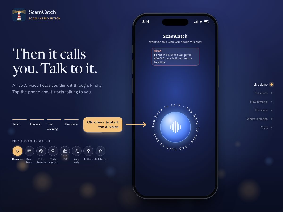 Landing-page snapshot of scamcatchtech.com