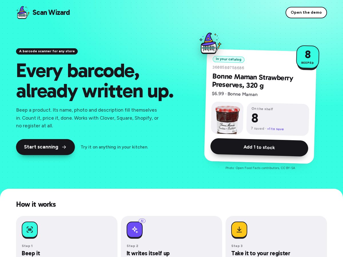Landing-page snapshot of scanwizardapp.com