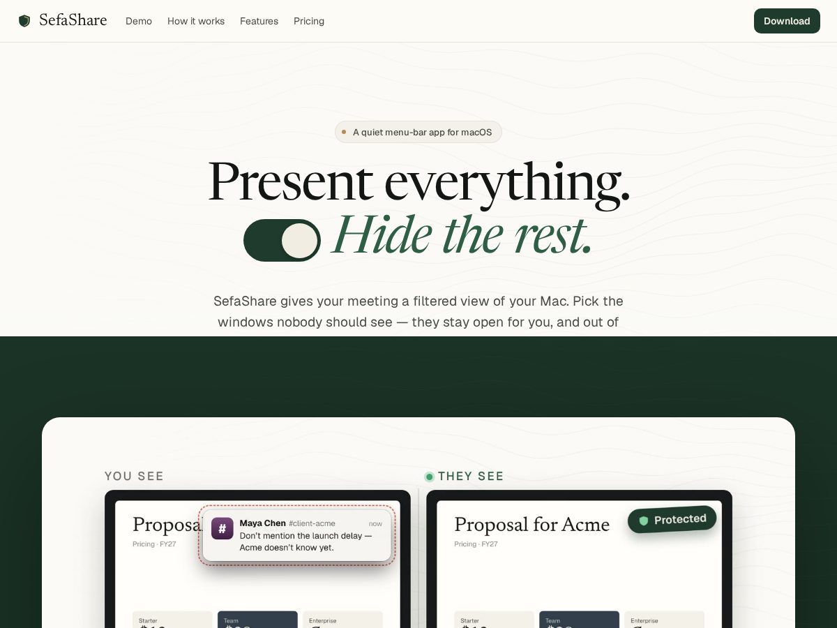 Landing-page snapshot of sefashare.live