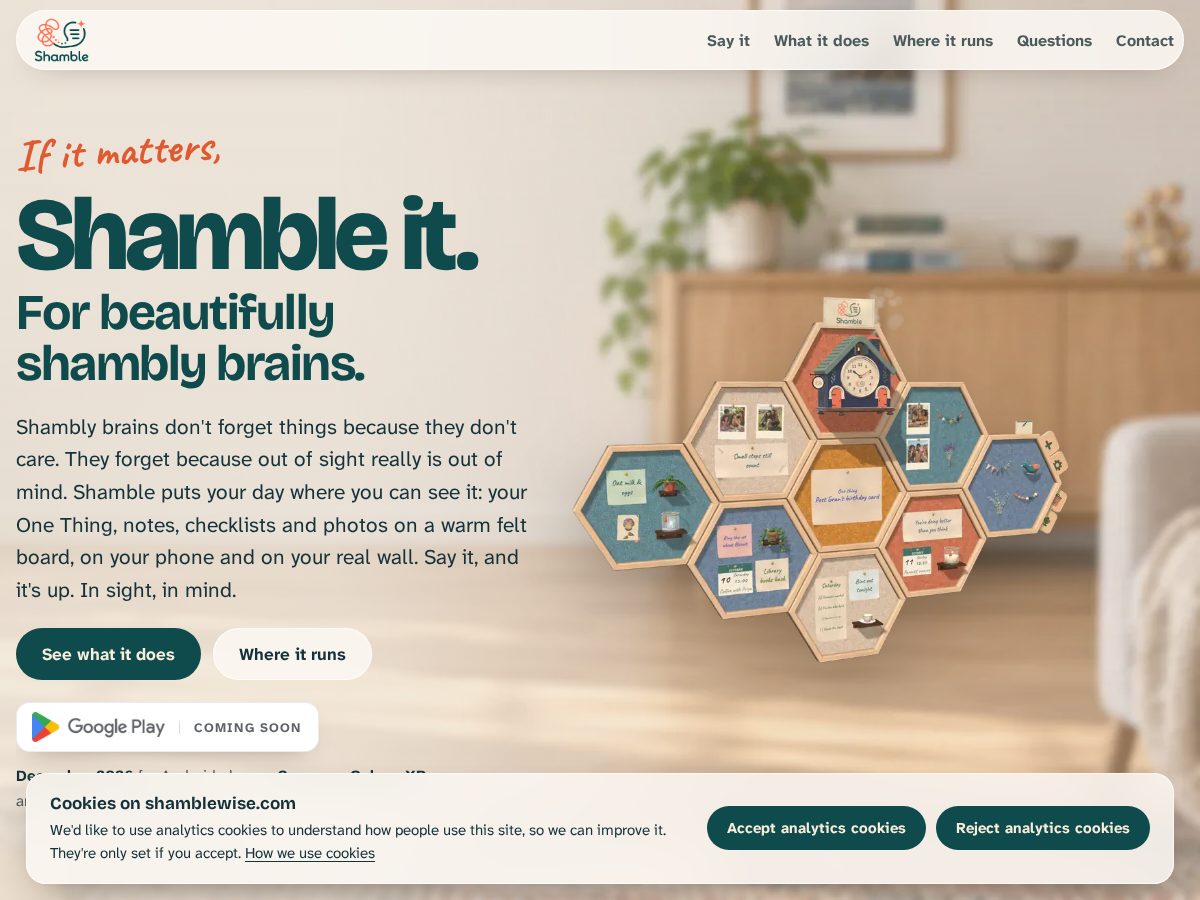 Landing-page snapshot of shamblewise.com