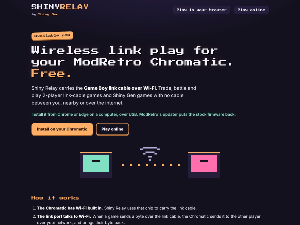 Landing-page snapshot of shinyrelay.com