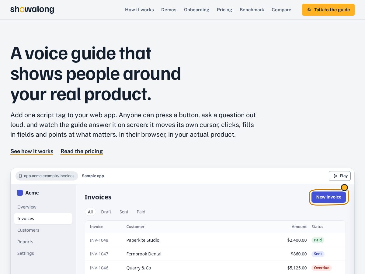 Landing-page snapshot of showalong.com