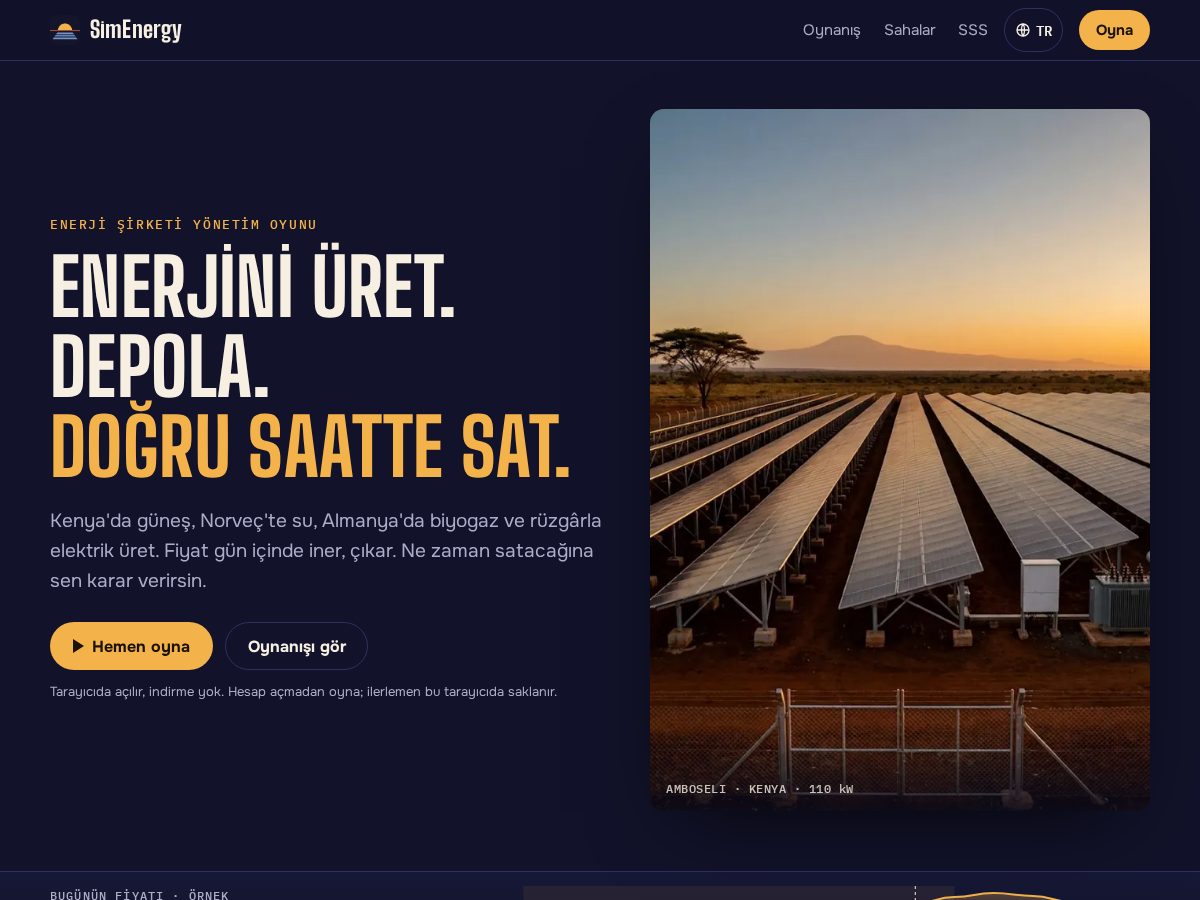 Landing-page snapshot of simenergygame.com