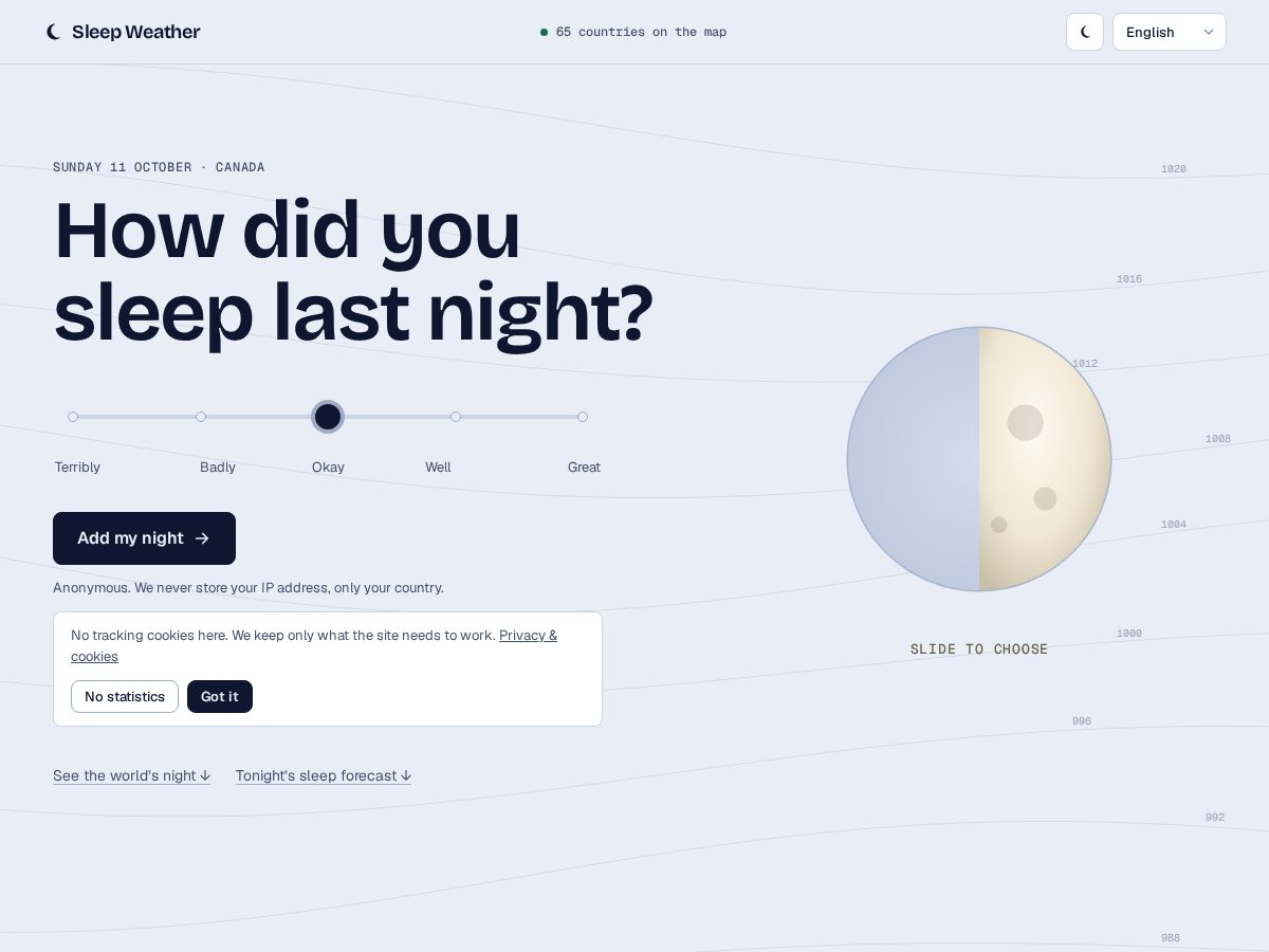 Landing-page snapshot of sleepweather.com