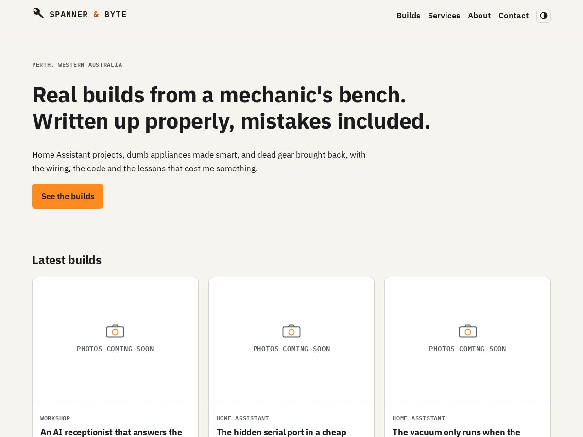 Landing-page snapshot of spannerandbyte.com