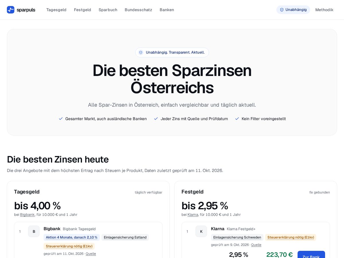 Landing-page snapshot of sparpuls.com