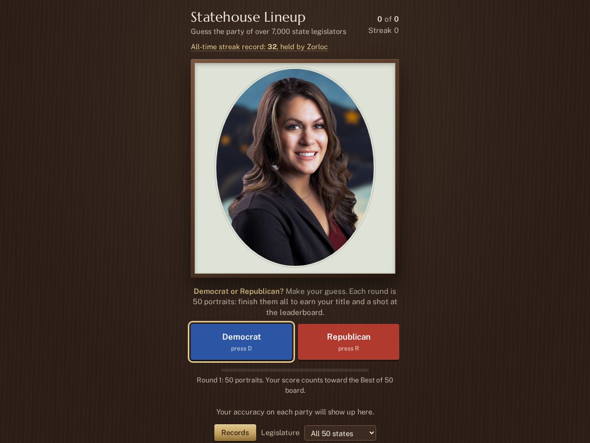 Landing-page snapshot of statehouselineup.com