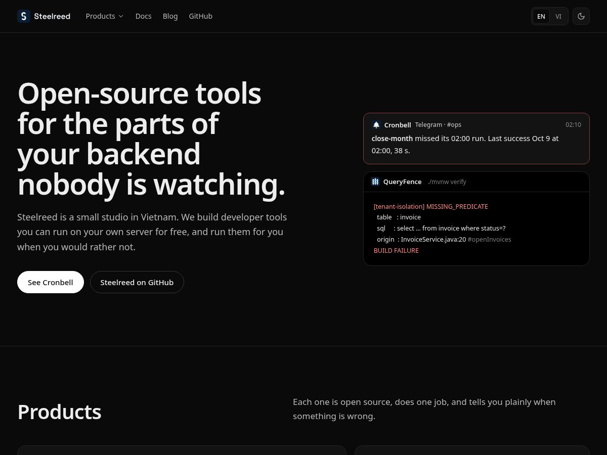 Landing-page snapshot of steelreed.com
