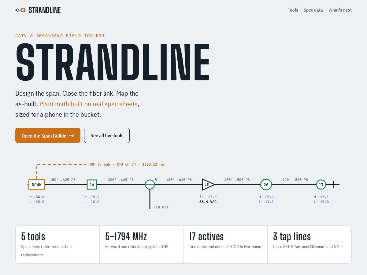Landing-page snapshot of strand-line.com
