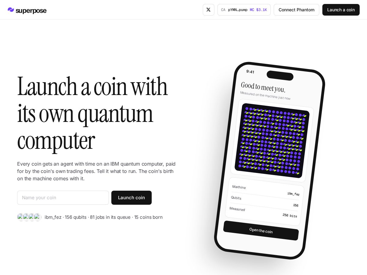 Landing-page snapshot of superpose.world