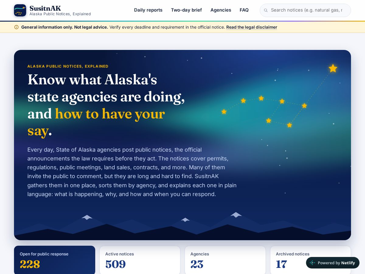 Landing-page snapshot of susitnak.com