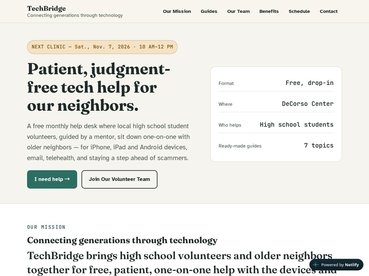 Landing-page snapshot of techbridgenj.org