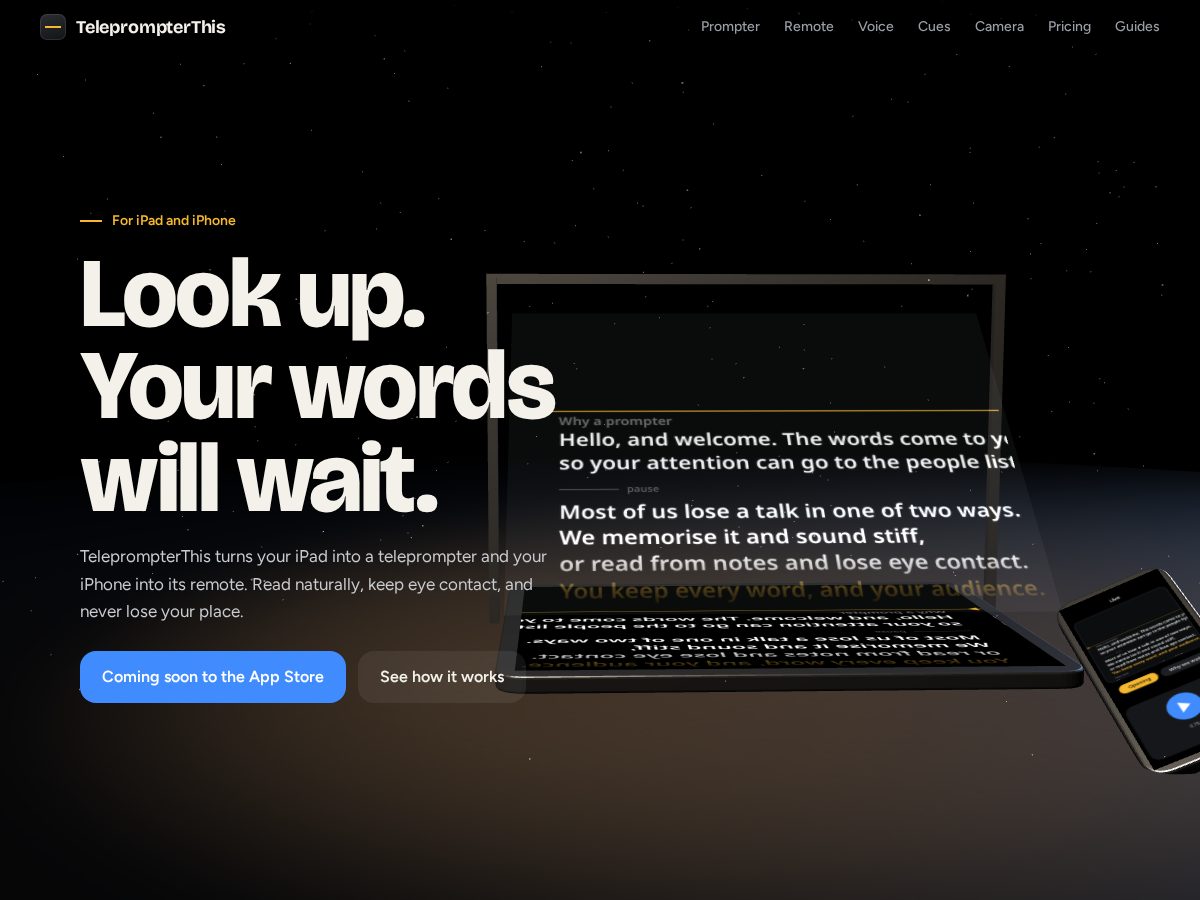 Landing-page snapshot of teleprompterthis.com