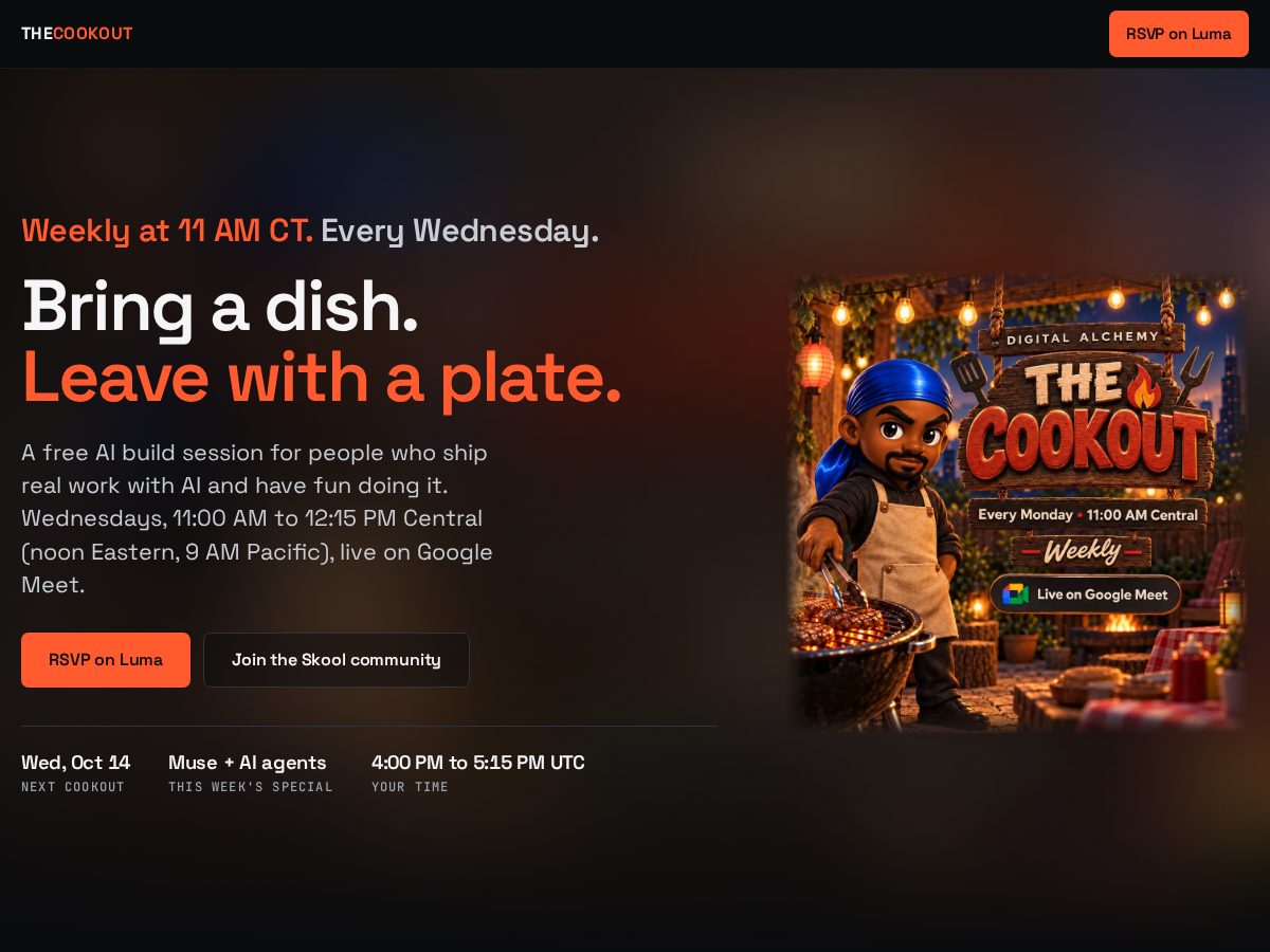 Landing-page snapshot of thecookout.tech