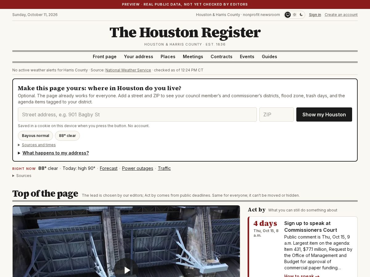 Landing-page snapshot of thehoustonregister.org