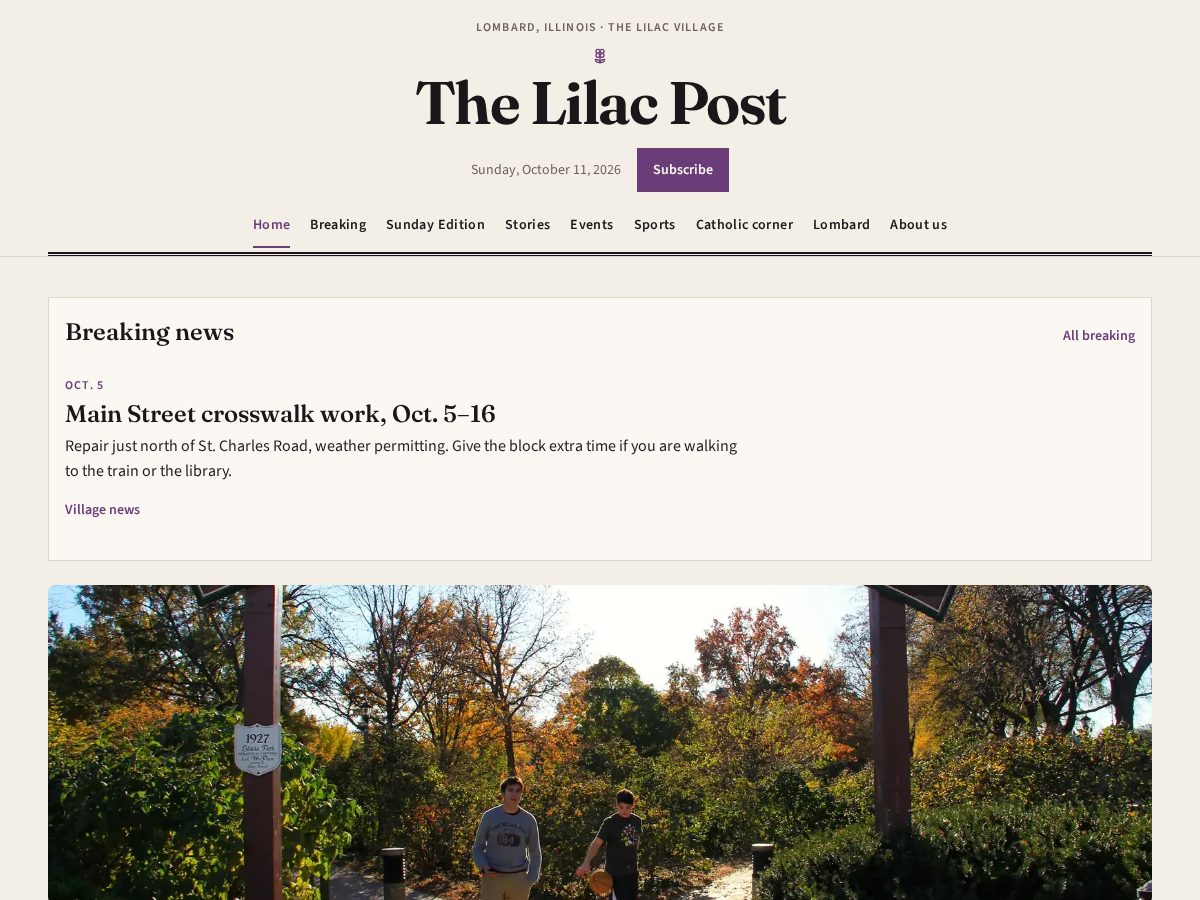 Landing-page snapshot of thelilacpost.com