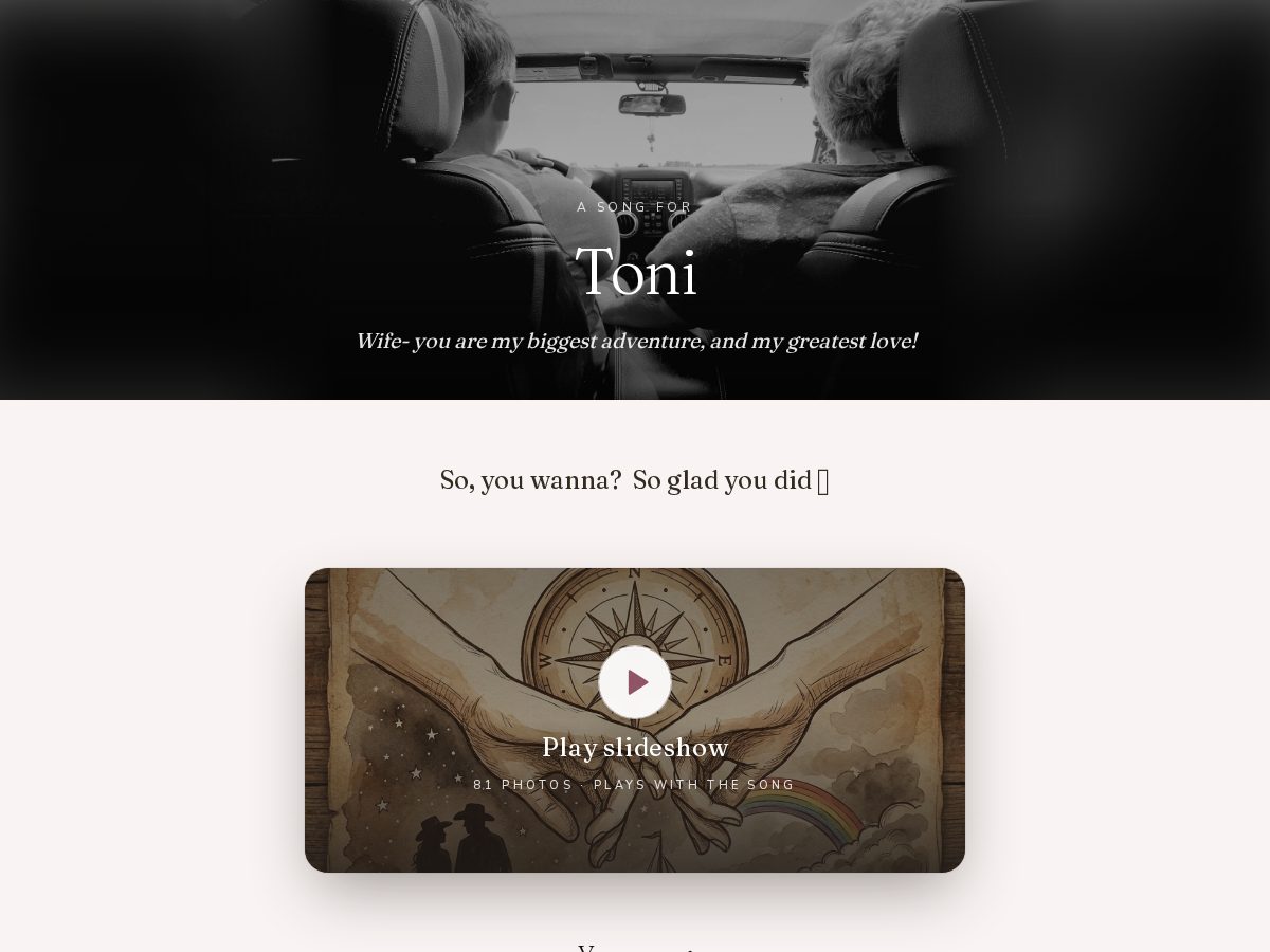 Landing-page snapshot of tonis-song.link
