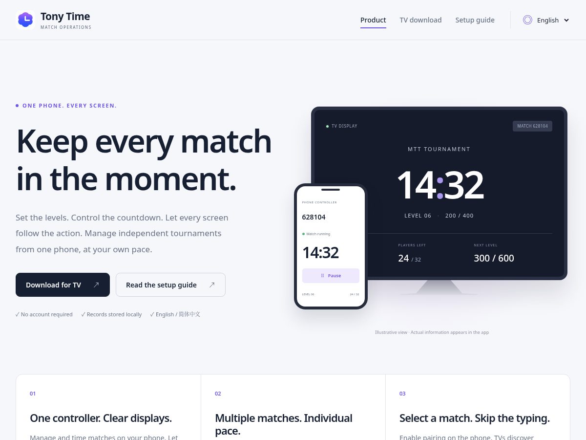 Landing-page snapshot of tonytimer.com
