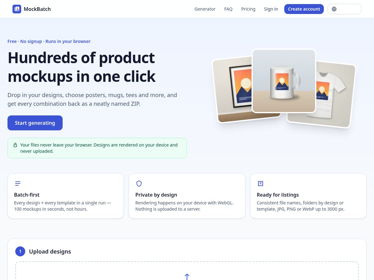 Landing-page snapshot of trymockupbatch.com