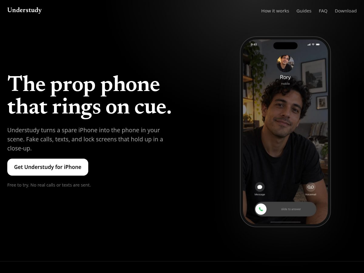Landing-page snapshot of understudyphone.com