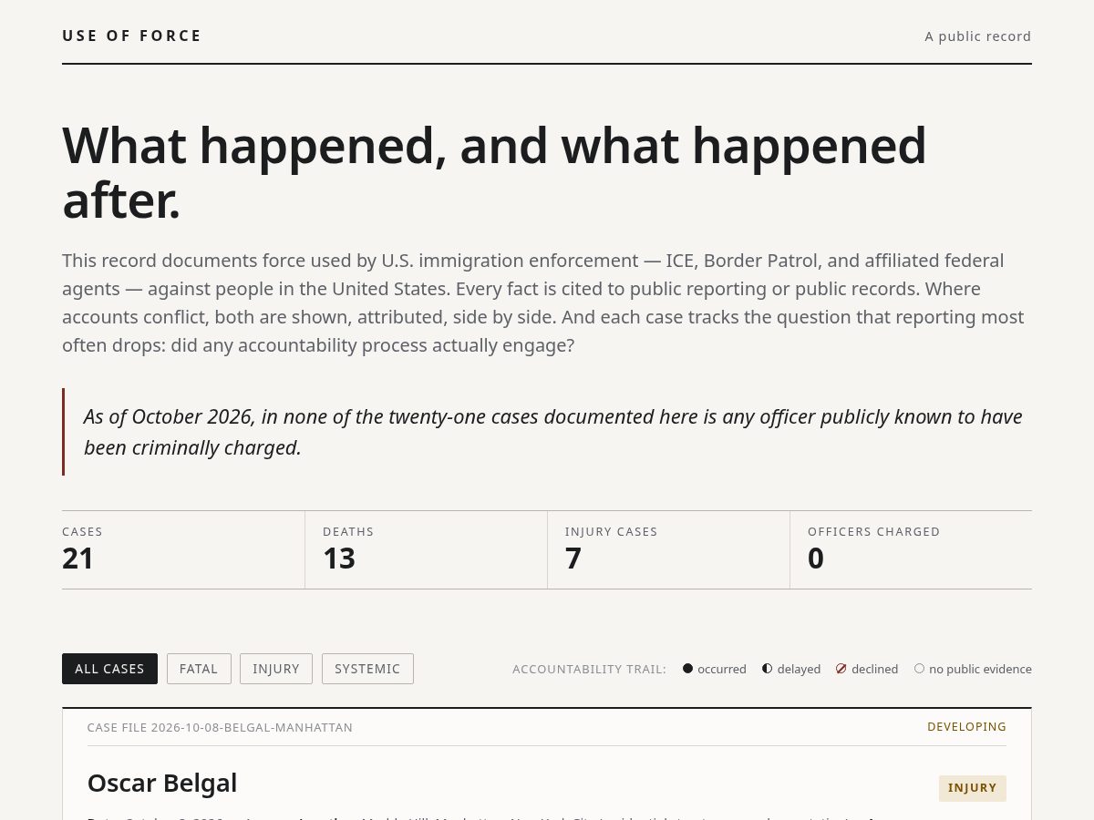 Landing-page snapshot of useofforceusa.org
