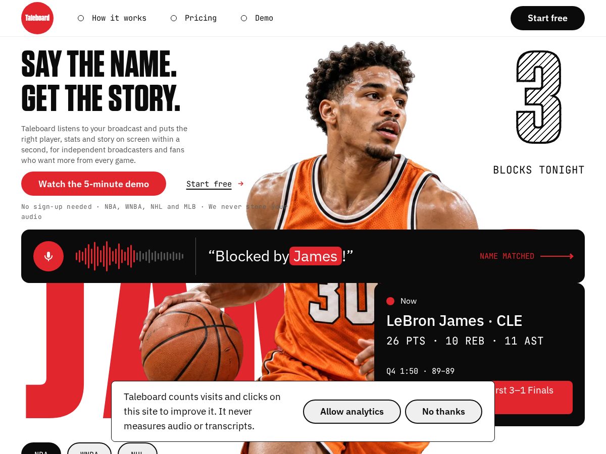 Landing-page snapshot of usetaleboard.com