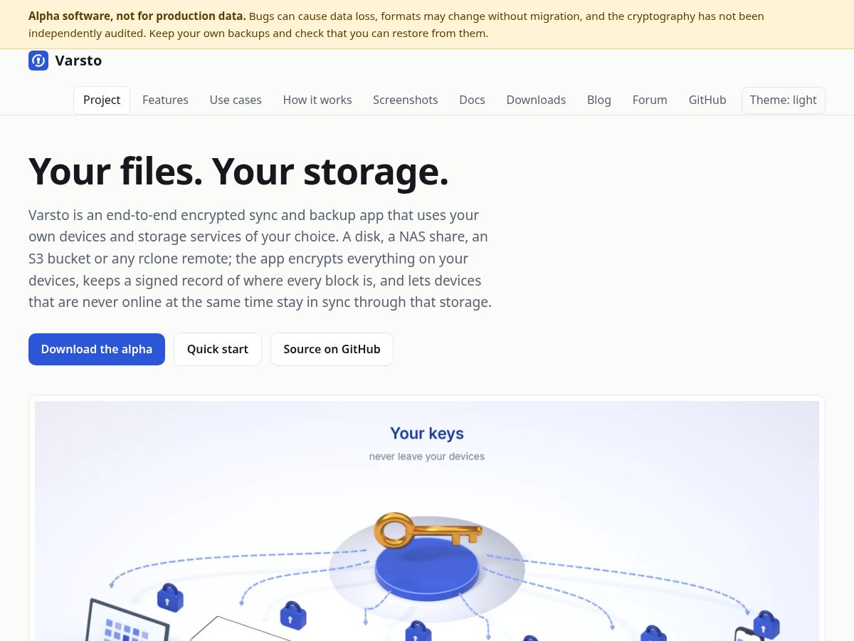 Landing-page snapshot of varsto.net