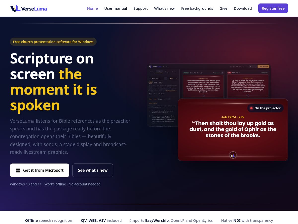 Landing-page snapshot of verseluma.com
