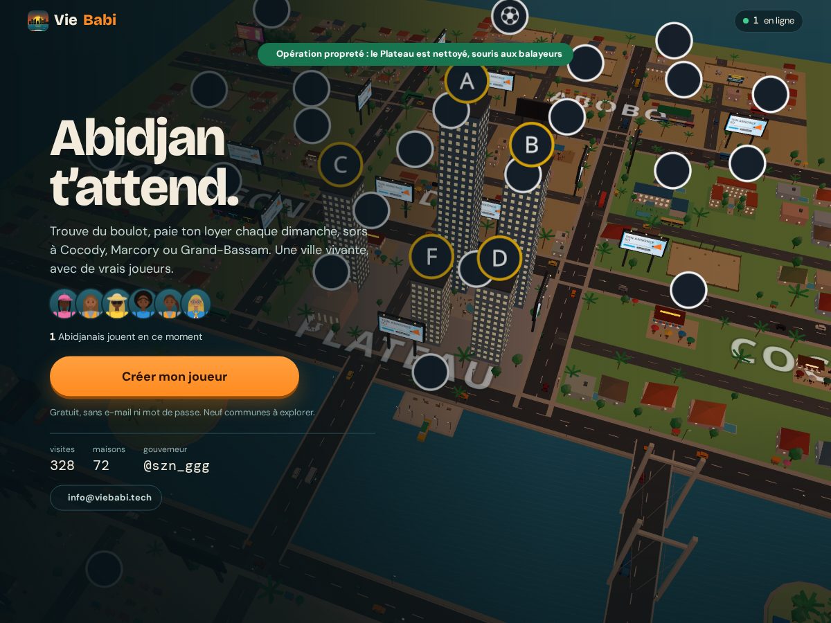 Landing-page snapshot of viebabi.tech