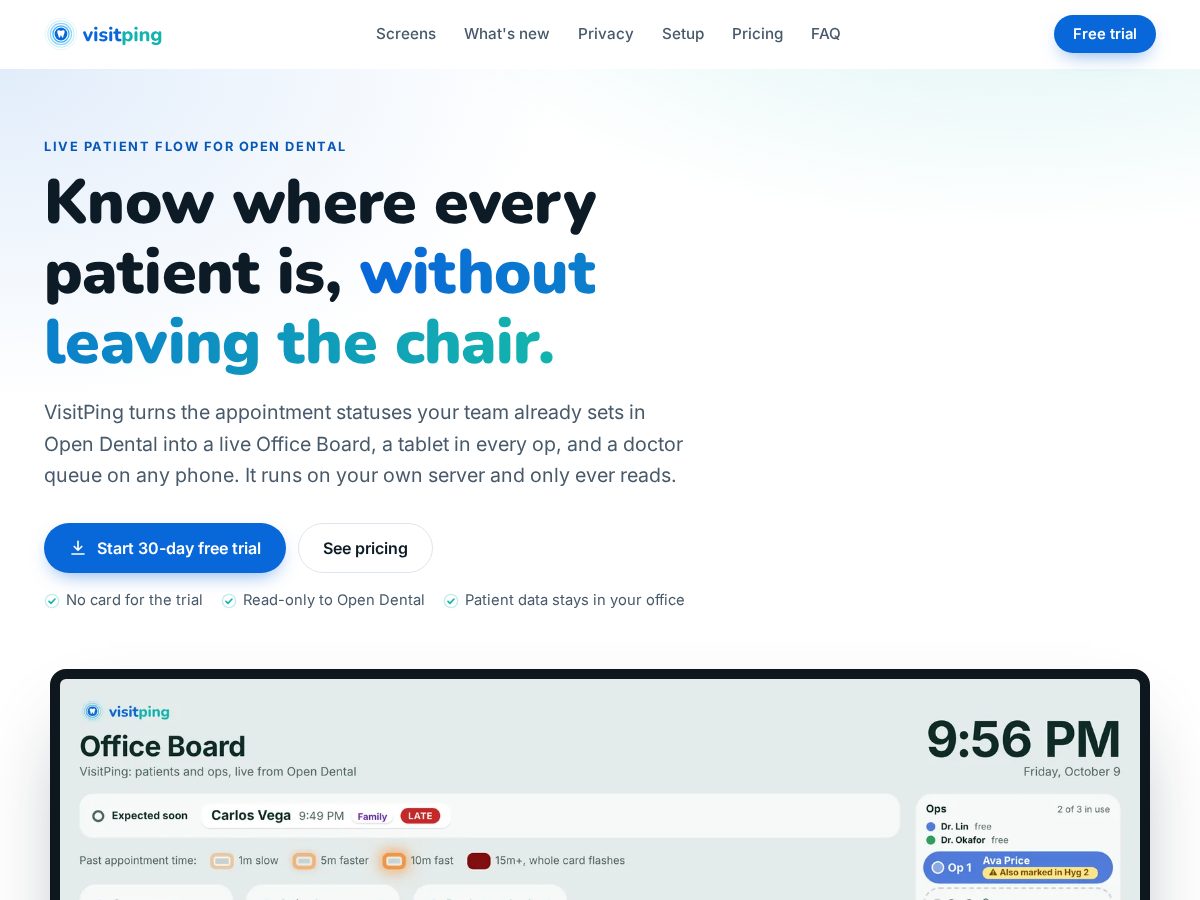 Landing-page snapshot of visitping.com