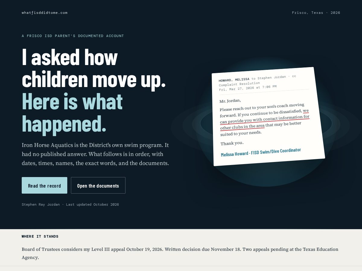 Landing-page snapshot of whatfisddidtome.com