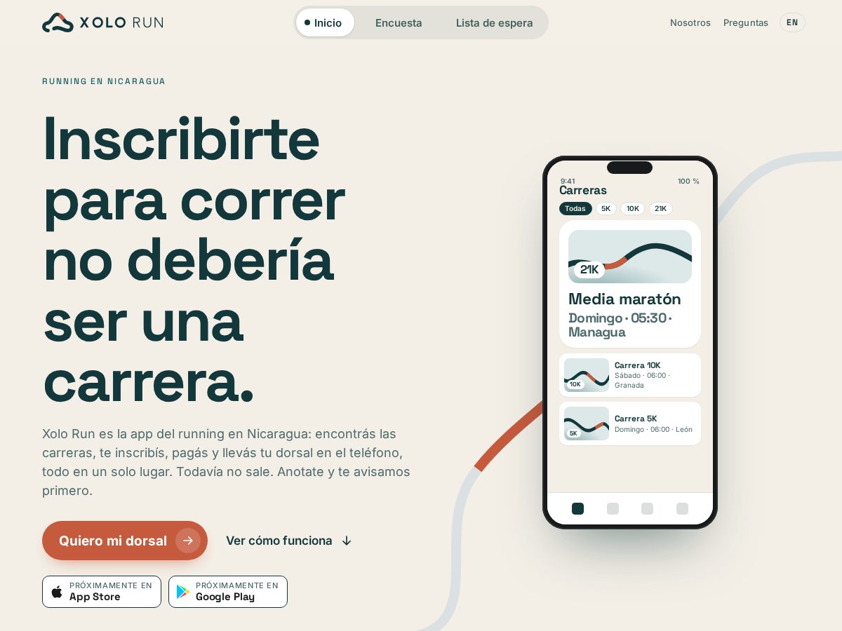Landing-page snapshot of xolorun.com