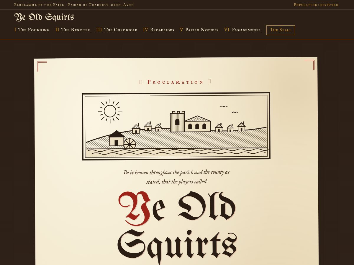 Landing-page snapshot of yeoldsquirts.com