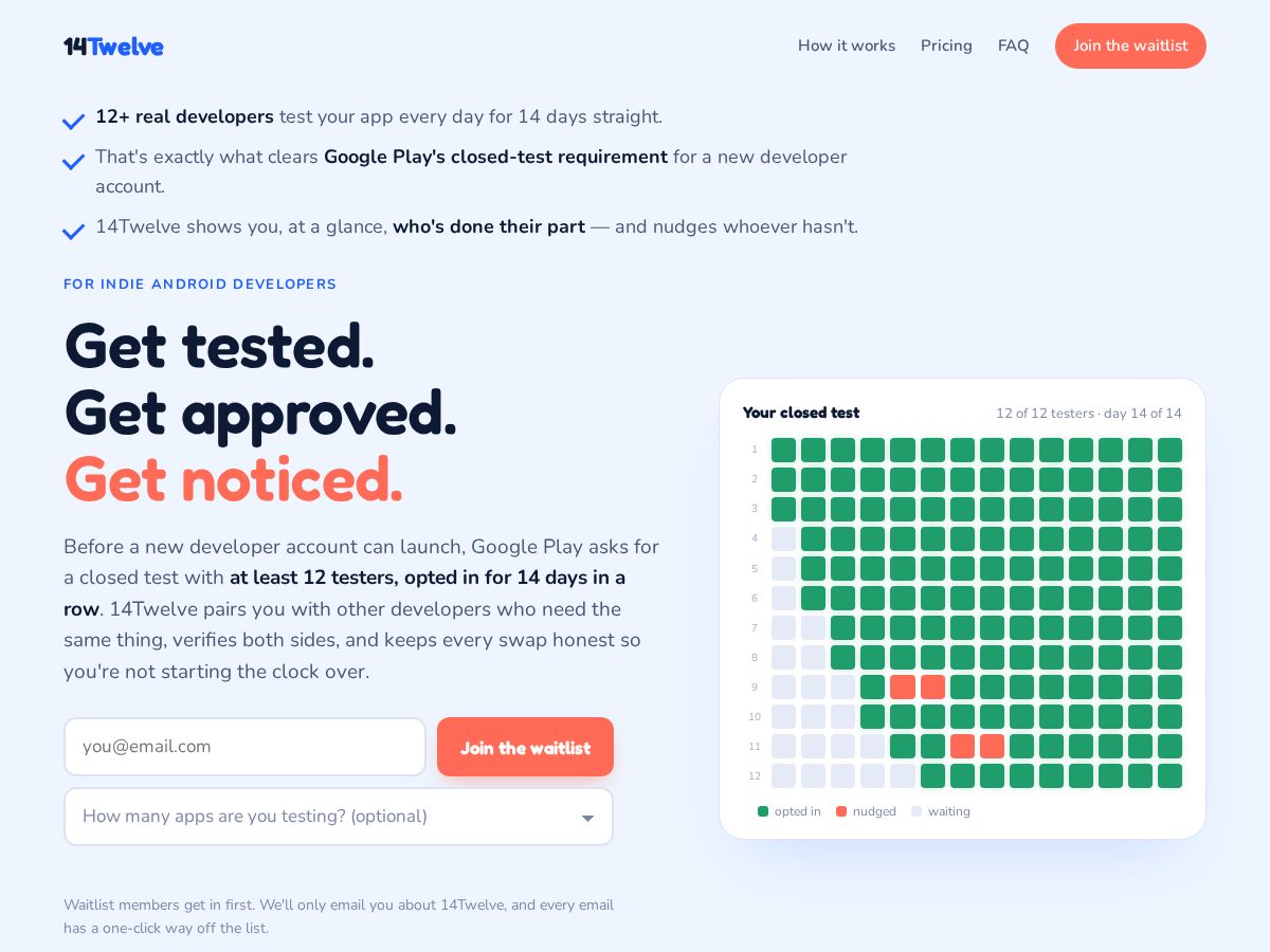 Landing-page snapshot of 14twelve.app