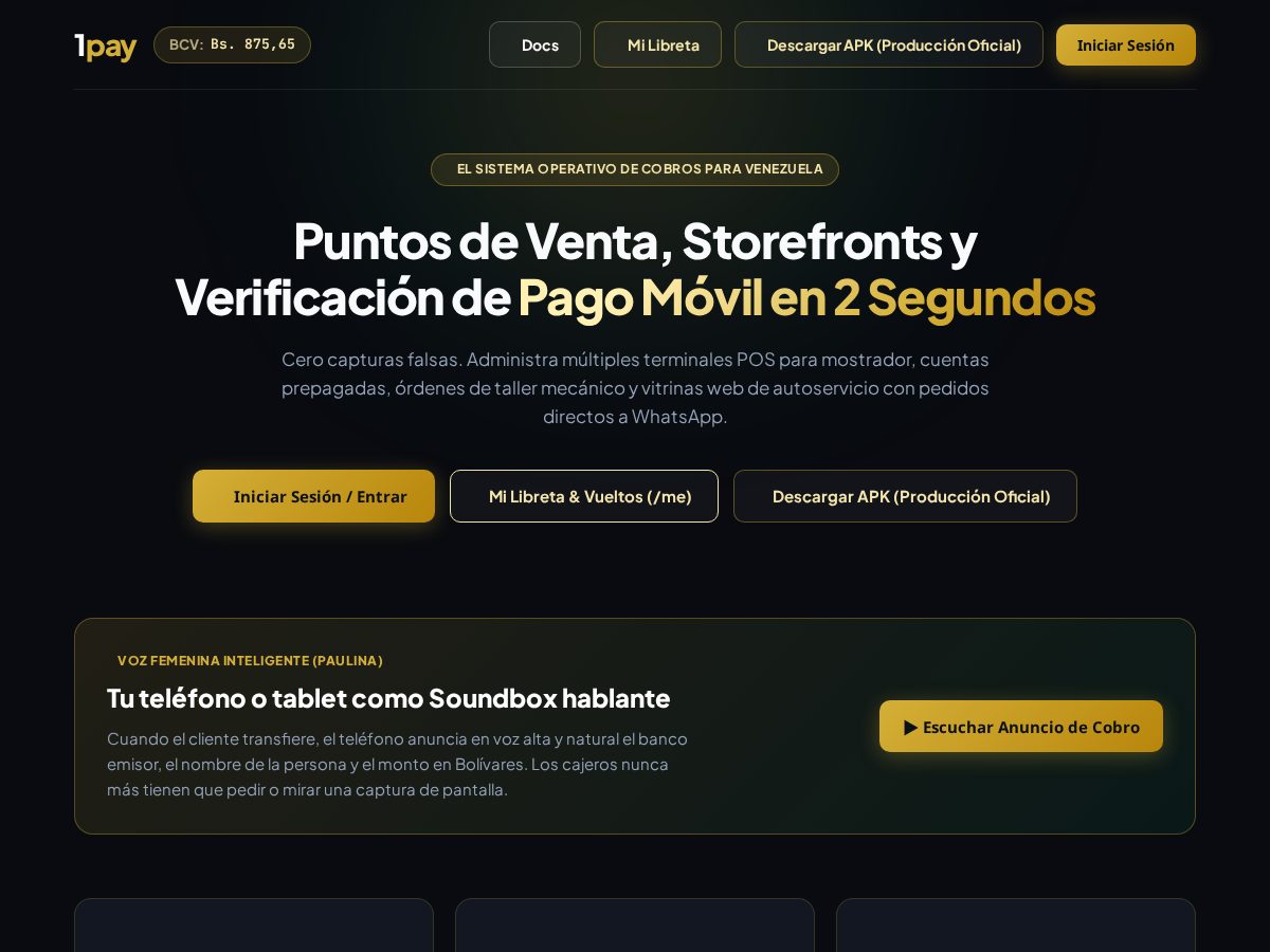 Landing-page snapshot of 1pay.market