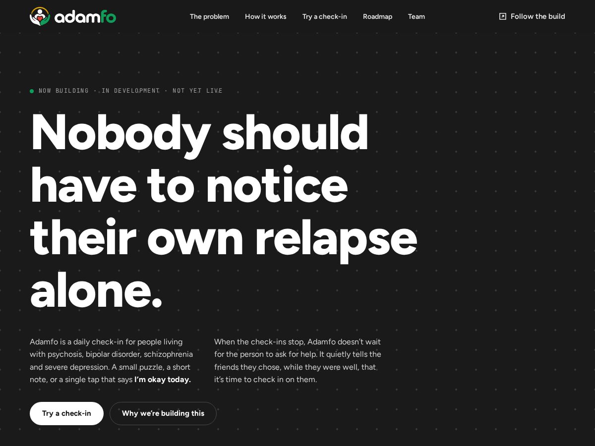 Landing-page snapshot of adamfo.online
