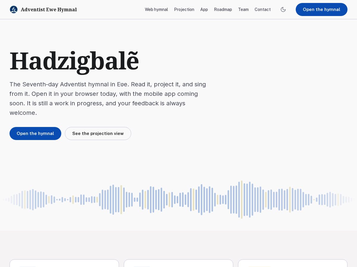 Landing-page snapshot of adventistewehymns.org