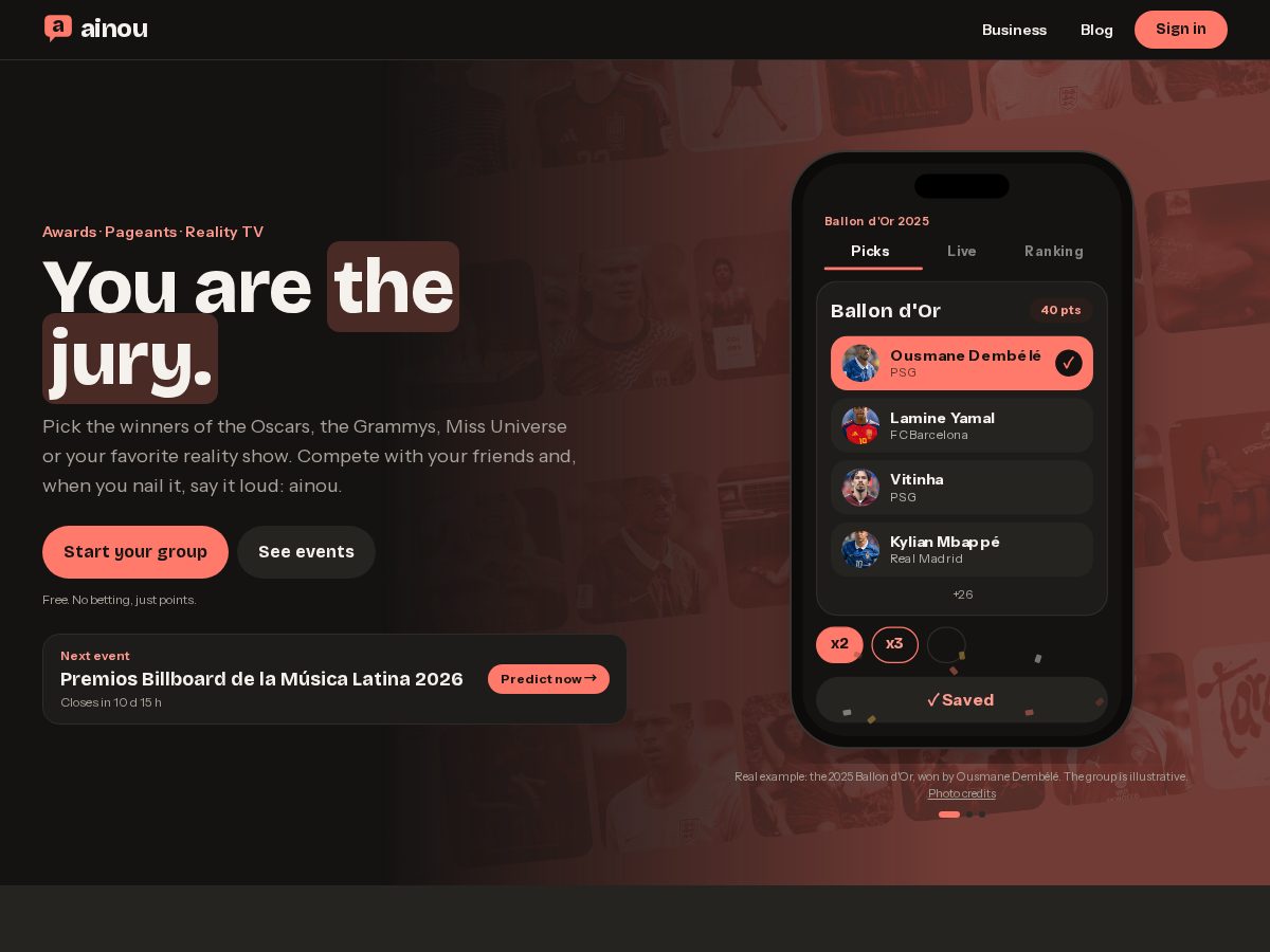 Landing-page snapshot of ainou.app