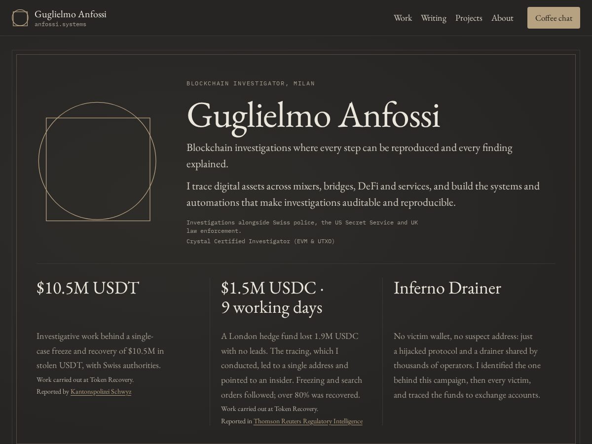 Landing-page snapshot of anfossi.systems